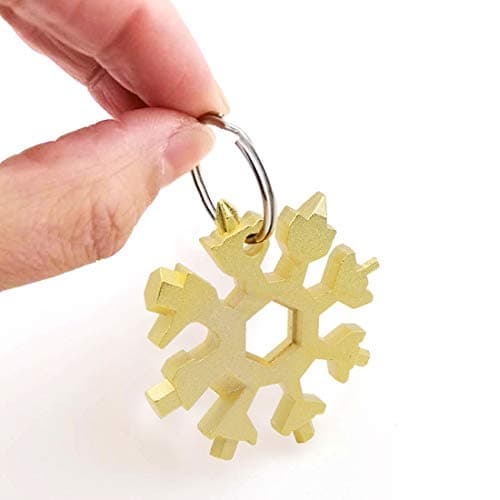 2 Pcs 19-in-1 Snowflake Multi Tool,Stainless Steel Hexagonal Screwdriver Opener Key Chain Outdoor Travel Camping Adventure Daily Tool(Gold and Multi-Color) — view 6