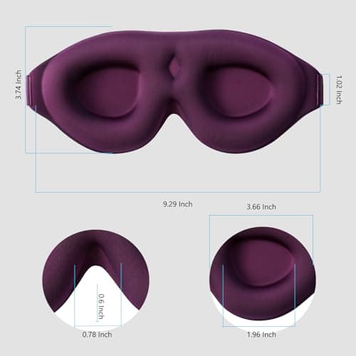 ALASKA BEAR Memory Foam Sleep Mask, Contoured 3D Eye Cups, Purple — view 6