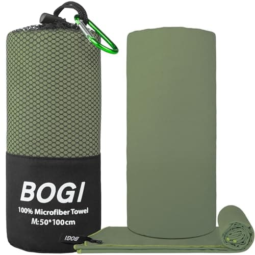 BOGI Microfibre Travel Towel,Quick Dry,Soft Lightweight,Super Absorbent & Ultra Compact Camping Towel for Beach Sports Swimming Gym Yoga Camping Hiking (M:100cmx50cm-AGreen) — view 2