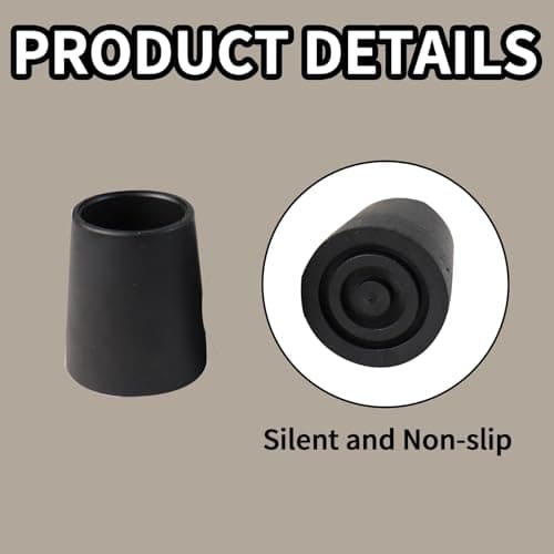 Verazquy 4Pcs Walking Stick Rubber Ends - Non-Slip Replacement Tips with Metal Inserts for Canes, Crutches, Hiking Poles, All-Terrain Mobility Accessories Multi-Pack. — view 3