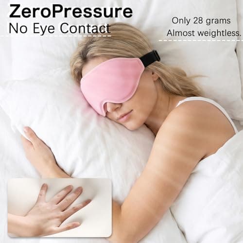 SLIJAR 100% Blackout Sleep Mask for Men Women, 3D Contoured Eye Mask for Sleeping, Zero Eye Pressure Breathable Blindfold with Adjustable Strap for Travel Office Home (Pink) — view 4