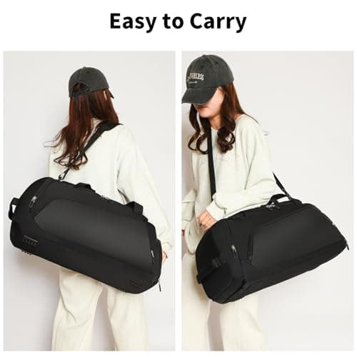 Waterproof Gym Bag Duffle Bag with Wet Pockets and Shoe Compartment,Durable Sports Holdall Bags Travel Bag for Women Man(Black,40L) — view 6