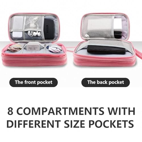 Teskyer Travel Cable Organiser Bag, Travel Essential, Pink — view 5