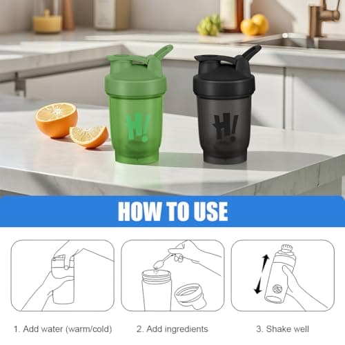 AOOWU Protein Shaker Bottle 450ml with Mixball, 2 Pack Leak Proof Shaker for Protein Shakes, Protein & Supplement Shaker Bottle, Flip Flop Lid Shake Bottle Mixer, BPA Free Protein Shake Bottle for Gym — view 6
