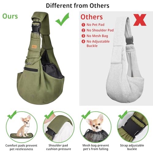 CUBY Puppy Carrier Sling Lightweight Travel for Small Pets Hands-Free-Green — view 4