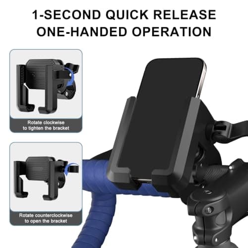 ROHMERIQUE Motorcycle Phone Mount, Camera Friendly Dual Anti-Shock Bike Phone Holder with 360° Rotation and Quick Release Handlebar Clamp, Fits for iPhone 17/16 and 6-7.2" Cellphones — view 4