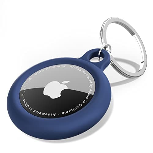 Oakxco for Airtag Keychain Silicone, Airtag Holder with Key Ring, Air Tag Cover Cute Accessories for Kids, Luggage, Car Dog Collar, Car, Compatible with Apple Airtag Case Waterproof Tracker, Navy Blue