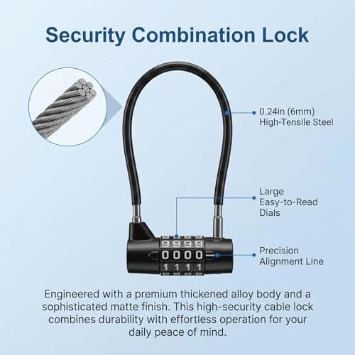 4 Digit Combination Padlock Long Shackle Cable Lock — view 6