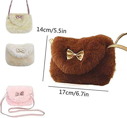 Little Girls Handbag - Cute Bowknot Mini Travel Shoulder Bags Wallet Bag Crossbody Pouch Coin Purse for Keys Cards Fluffy Handbag Adorable Gift for Kids Toddler Girls (Pink) — view 2