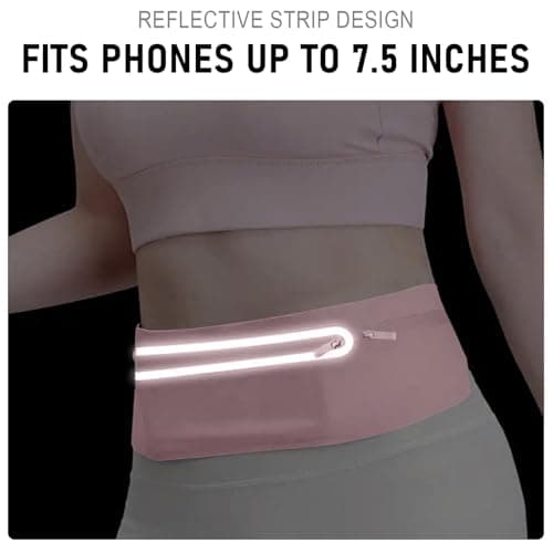 Mayoii Double-Layer Design Running Belt for Women and Men Lightweight Running Waist Belt with Water Bottle Pocket,Multi-Pocket Phone Holder Running Pouch (1, A-Pink, One Size) — view 5