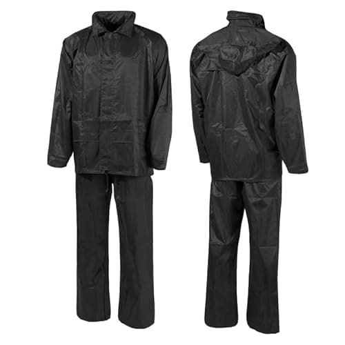 Unisex Waterproof Rain Suit Set – PVC Rain Jacket & Trousers for Men & Women | 2-Piece Lightweight Rainwear | Windproof, Packable Workwear Black S