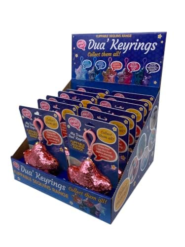 My Dua Keyring - Flippable Sequin Star - Travel Dua, Rose & Gold, 17cm