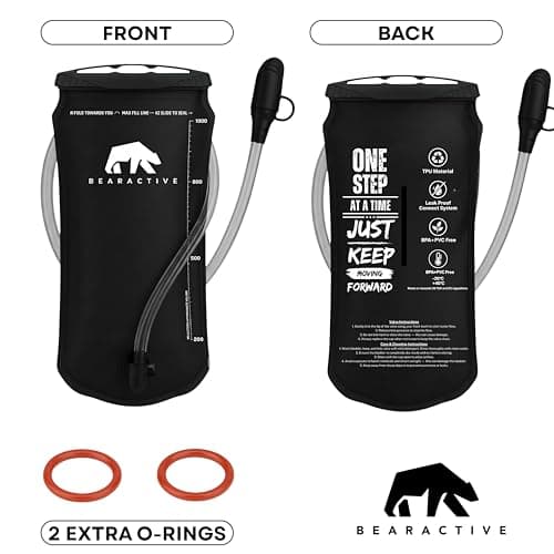 Bearactive Hydration Bladder, Water Bladder 2L for Running Backpack with BPA-Free TPU, Hydration Pack, Leak-Proof Water Pouch, No Plastic Smell – Hiking, Running, Cycling & Camping (Black, 1 Litre) — view 3