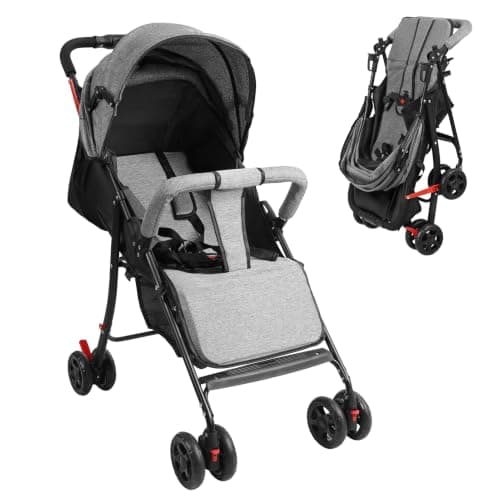 pofluany Lightweight Folding Travel Buggy, Compact Baby Pushchair Pram