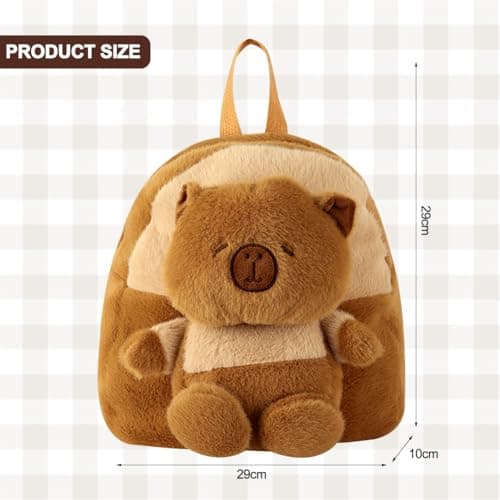 WFKKMEQ Capybara Children's Backpacks, Capybara Stuffed Animal Rucksack Cartoon Schoolbag Soft Plush Rucksack Mini Travel Bag Nursery Book Bag Casual Daypack Toddler Backpack for Preschool — view 2