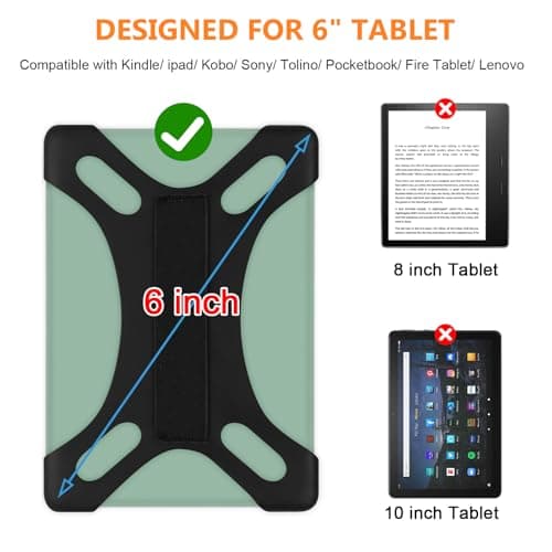 HoYiXi Universal Case for 6 inch Kindle eReader Compatible with Paperwhite(2015/2018)/Pocketbook and Tolino/Kobo Clara HD,For 6'' eReader with High Elasticity Hand Strap,Black — view 2