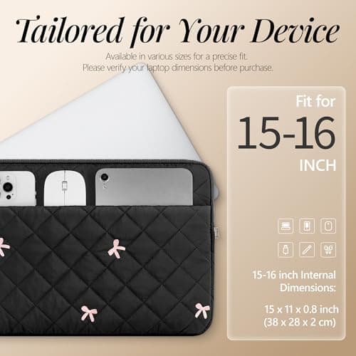 BAAGOAZ 15-16 Inch Laptop Sleeve Case with Front Pocket, Black — view 4
