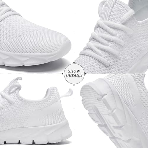 ZGPWZWL Traniers for Womens Lightweight Running Shoes Comfortable Laides Walking Fitness Workout Sneakers White Womens Size UK 6 — view 3