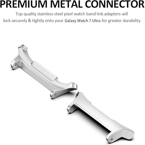 Blueshaweu Metal wristband adapter compatible with Galaxy Watch Ultra 47mm, 22mm stainless steel Wristband adapter for interchangeable connector Watch Adapter connector Smartwatch (Silver) — view 4