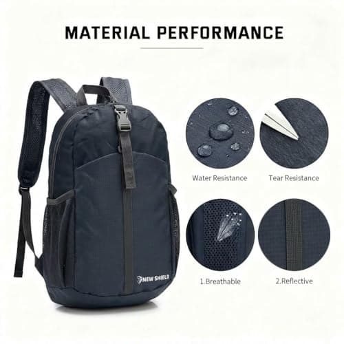 mefound Waterproof Lightweight Backpack for Men Women, 20L Small Foldable Rucksack for Travel, Cabin Size Daypack for Hiking Work School, Compact Water Resistant Bag with Bottle Holder — view 2