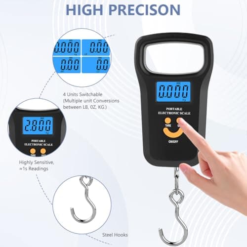 OSDUE Digital Suitcase Scale, 110lb/50kg Luggage Scale, Portable Suitcase Weighing Scales with Extra Wide Handle, Backlit LCD Display,4 Unit Conversions, 2 AAA Batteries & USB-C Charging Cable — view 4