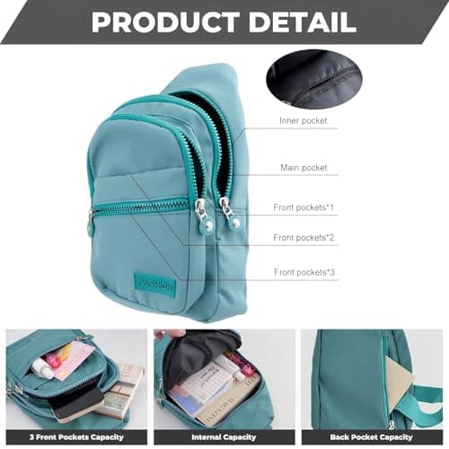 MOAMUN Small Sling Bag Women Men, Anti Theft Cross Body, Green — view 3