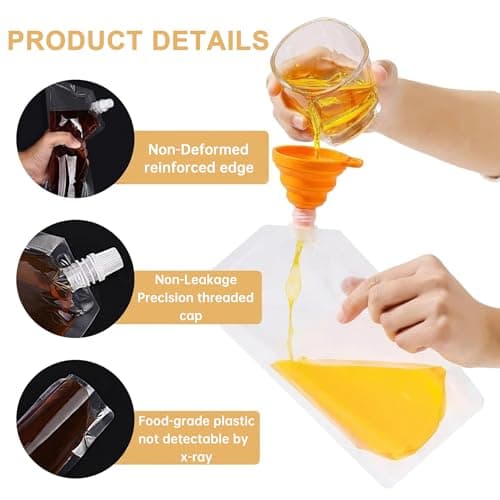 15pcs Reusable Clear Liquid Food Pouches 250/420/500ml Leak Proof Stand Up — view 3