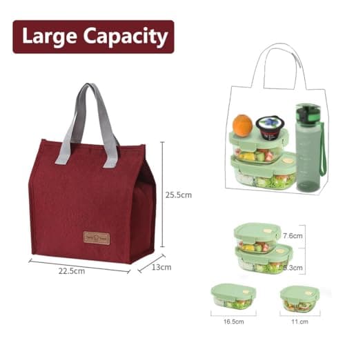 June Tech Insulated Lunch Tote for Women Men - Reusable Cooler for Kids Adults - Thermal Bag for Work School Picnic Travel (Burgundy) — view 2