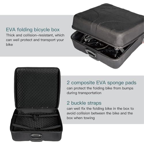 Ejoyous Folding Bike Travel Case, EVA Hard Shell, Lightweight Storage Box, Easy Packing, Ideal for Folding bicycl and Travel (E1919) — view 2