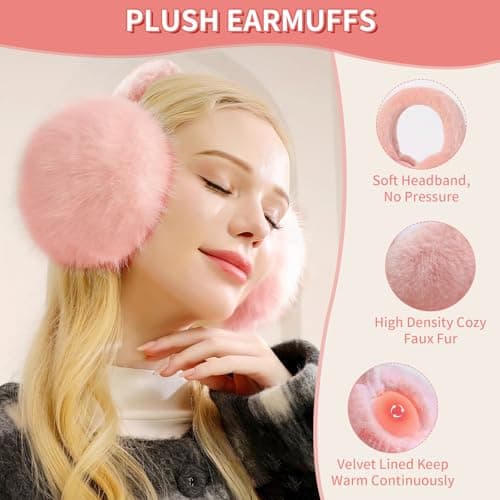 Foldable Warm Earmuffs Plush Fluffy Winter Ear muffs For Women Girls — view 3