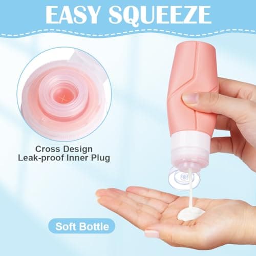 OSDUE Silicone Travel Bottle, 4 Pack 100ml Squeezy Travel Bottles Leak Proof Refillable Squeezable Containers Pots for Lotion Liquid Shampoos Soap and Toiletries — view 4