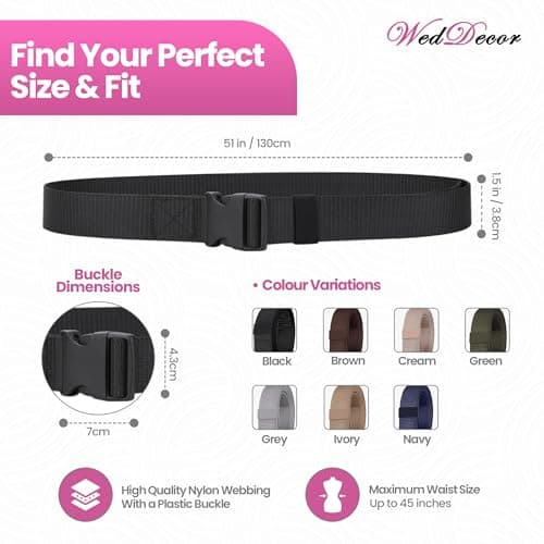WedDecor Nylon Webbing Military-Style Belt, 1.5” Canvas Quick-Release Plastic Buckle, Tactical Belt for Military Wear, Combat Webbing Belt for Cargo Pants — view 2