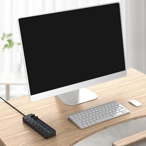 SueaLe USB3.0 Adapter With 7 Expandable Port Individual Switches LED Indicators For Travel And Office Use USB Splitter Individual Switches USB Hub — view 2