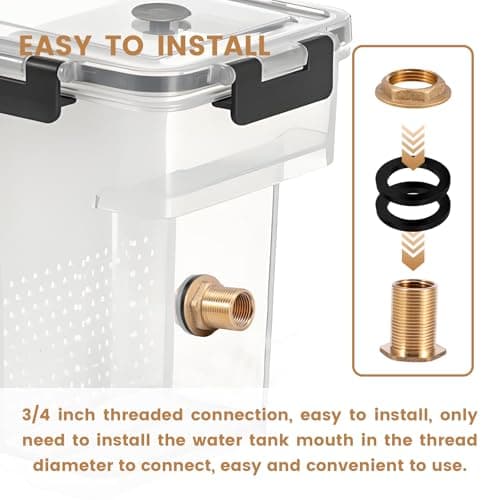 5-Pack Brass Tank Connector Fittings, 3/4" BSP Male × 1/2" BSP Female Threaded Bulkhead Adapter with PTFE Tape, Anti-Rust Water Tank Tap Connector for Barrel, IBC, Garden, Irrigation — view 3