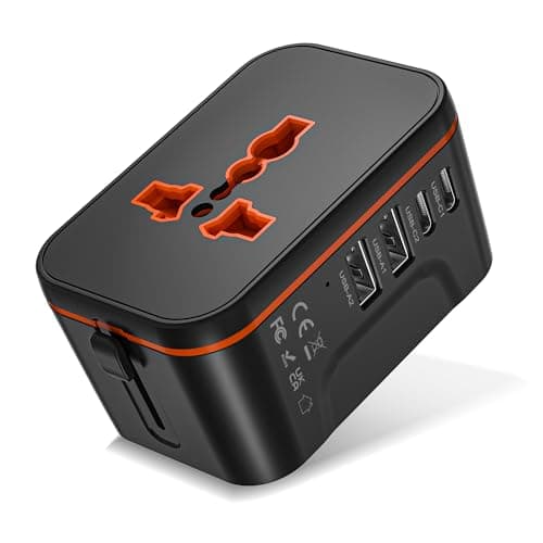 Universal Travel Adapter Worldwide, Travel Plug Adapter Worldwide with 2 USB C and 2 USB A Ports, All In One Universal Power Adaptor International Plug Adaptor UK to Europe EU USA AUS Australia Japan