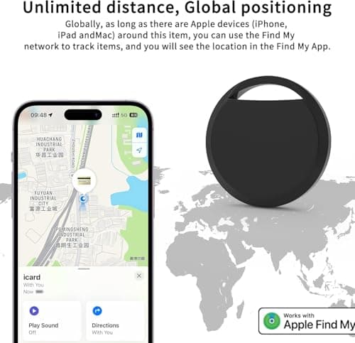 RSH Air Tracker Tag Bluetooth Item Finder, Compatible with Apple Find My APP (iOS Only) Replaceable Battery, IP67 Waterproof, for Keys, Wallets, Bags & Luggage — view 5