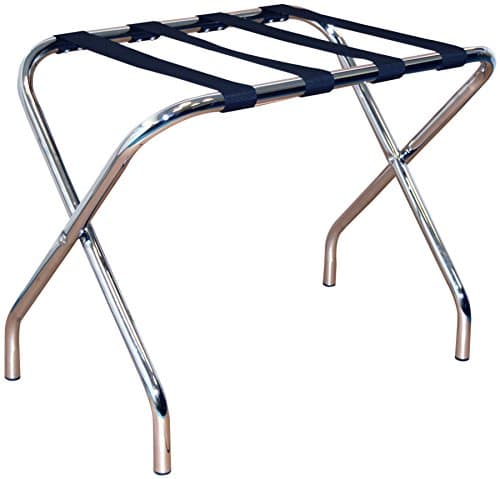 Harbour Housewares Folding Metal Luggage Racks - Chrome - Pack of 2 - Portable Folding Single Tier Home Bedroom Suitcase Foldable Suit Case Holder Travel Chest Storage Stand — view 3