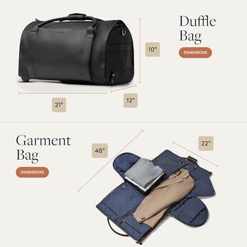 Wool & Oak NOVA Large Duffle Bag with Wheels, Black, 10” x 12” x 21”, Leather — view 6