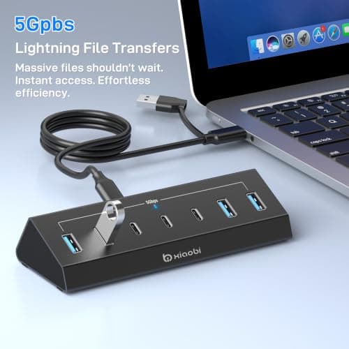 Xiaobi USB C Hub 7 Ports USB 3.0 Hub with 4*USB-A&3*USB-C (120cm) — view 3