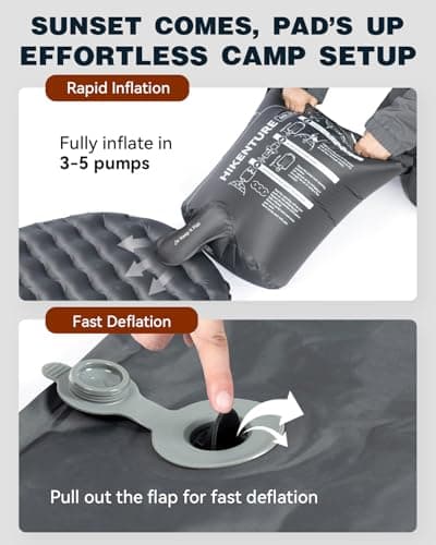 HIKENTURE Sleeping Pad, 6.2 R-Value Inflatable Camping Mat with Pump Sack — view 6