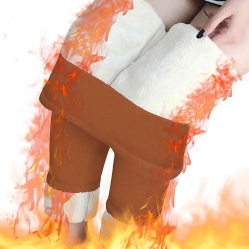 Thermal Leggings Women with Pockets High Waist Thermal Leggings with Pockets Long Winter Warm Tummy Control Yoga Fitness Stretchy Pants Trousers Outdoor Travel Hiking Camping Skiing Orange — view 2