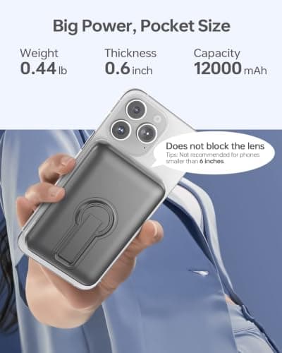For MagSafe Power Bank, 12000mAh Portable Charger 22.5W, Space Gray — view 6