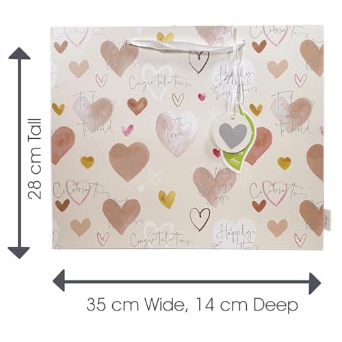 Wedding Gift Bag | Large ‘To Have and To Hold’ Wedding Present Bag 35cm x 28cm x 14cm | Printed Inside | Gift Tag & Satin Ribbon Handles | Designed in the UK | Recyclable — view 3