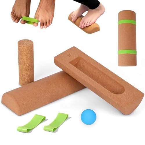 Ankle Balance Board Cork Foot Strengthener Trainer with Massage Ball & Resistance Bands for Balance Stability & Foot Strength Office Home Gym Workouts