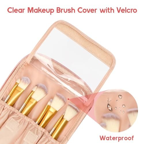 Travel Makeup Bag Portable Cosmetic Bag with Makeup Brushes Organiser Pink — view 6