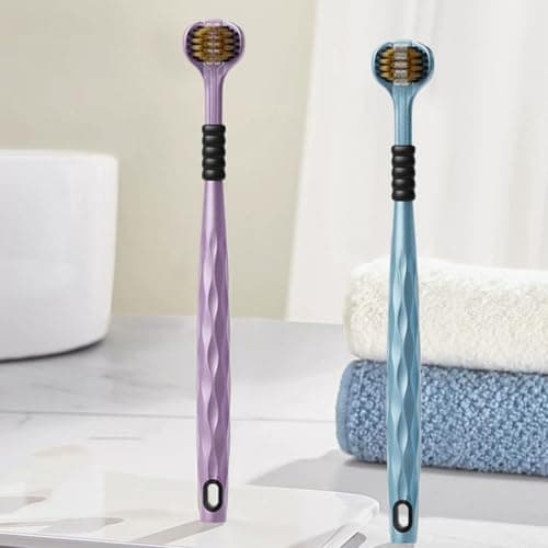 Three Sided Toothbrush | Efficient 3 Sided Toothbrush 360 Degree,Travel-Friendly Bristle Daily Cleaning Brushing Tool for Kids Toddler Adult at Home Bathroom — view 2