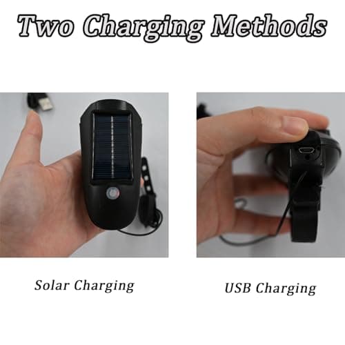 Bike Headlight Solar Powered Led,Bike Front Light,Bike Lights Horn,Black — view 2