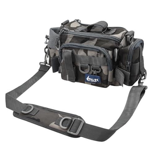 Auptiz Fishing Bag, Multi-Pockets Holdall Shoulder Waist Handbag, Holdall Camouflage Outdoor Carryall Fishing Tackle Bags for Outdoors Hiking Hunting Camping Travel (Light Camouflage)