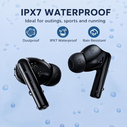 XuLinSe Wireless Earbuds Bluetooth 5.3 Headphones, In Ear Bluetooth Earphones with 4 Mics, IPX7 Waterproof Ear Buds, 10mm Drivers, Touch Control, Auto Pairing, HiFi Stereo Sound (Graphite) — view 6