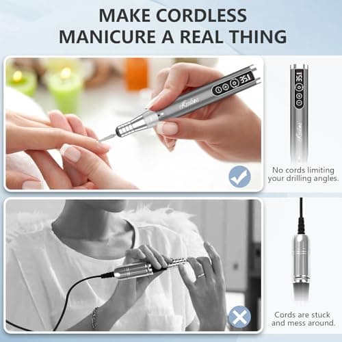 Kredioo Portable Cordless Nail Drill Machine 35000RPM with Storage Case — view 4